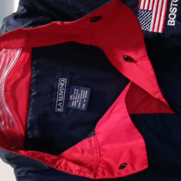LA LOVING 2XL Blue BostonAmerican Flag Wind Breaker - Picture 3 of 13